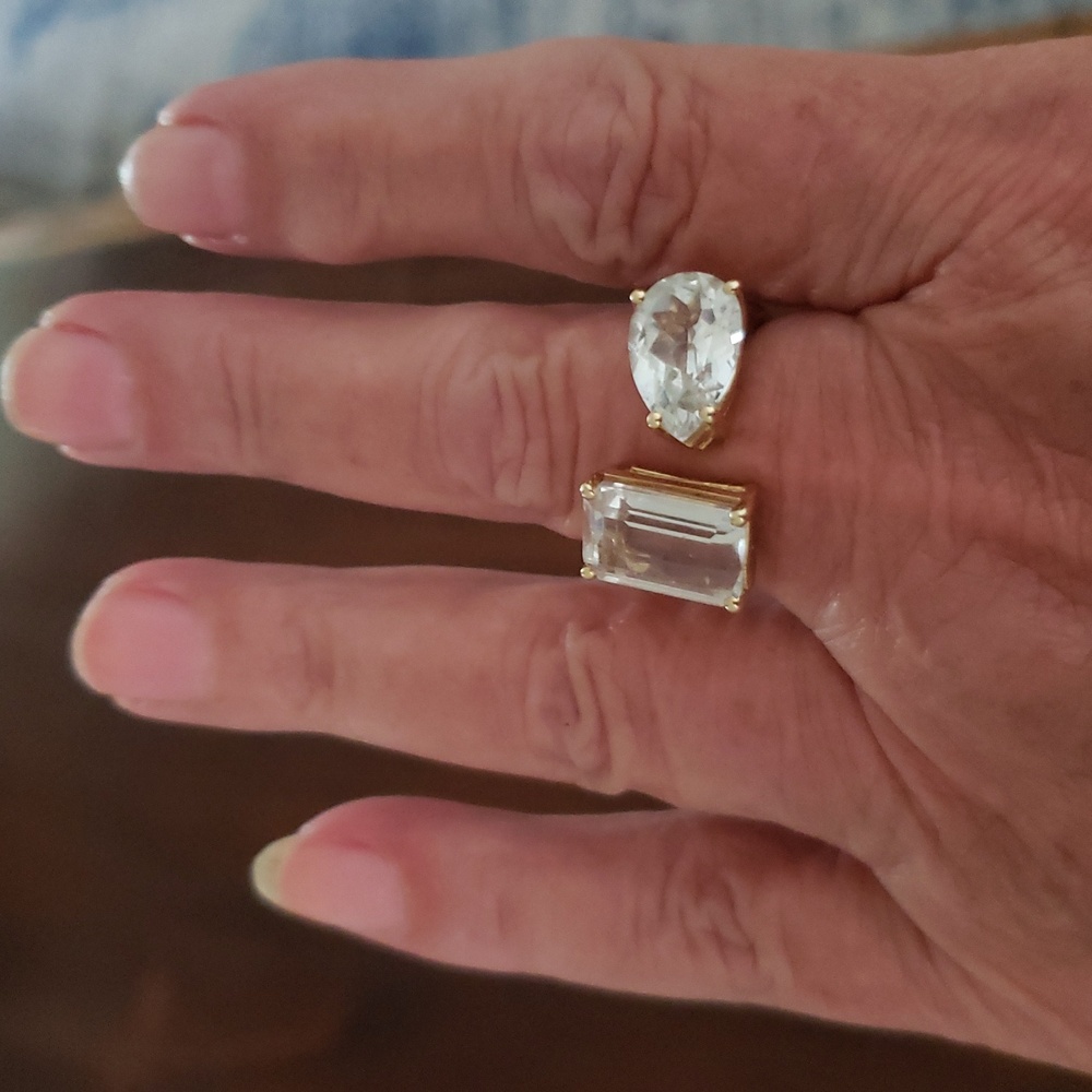 Effy Authentic White Sapphire Stones In 14k Gold Setting Ring Modern Design - Picture 5 of 5